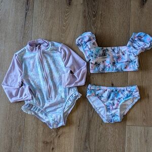 Lot of 2 Swimsuits 2t-3t Mermaid and Lilo & Stitch